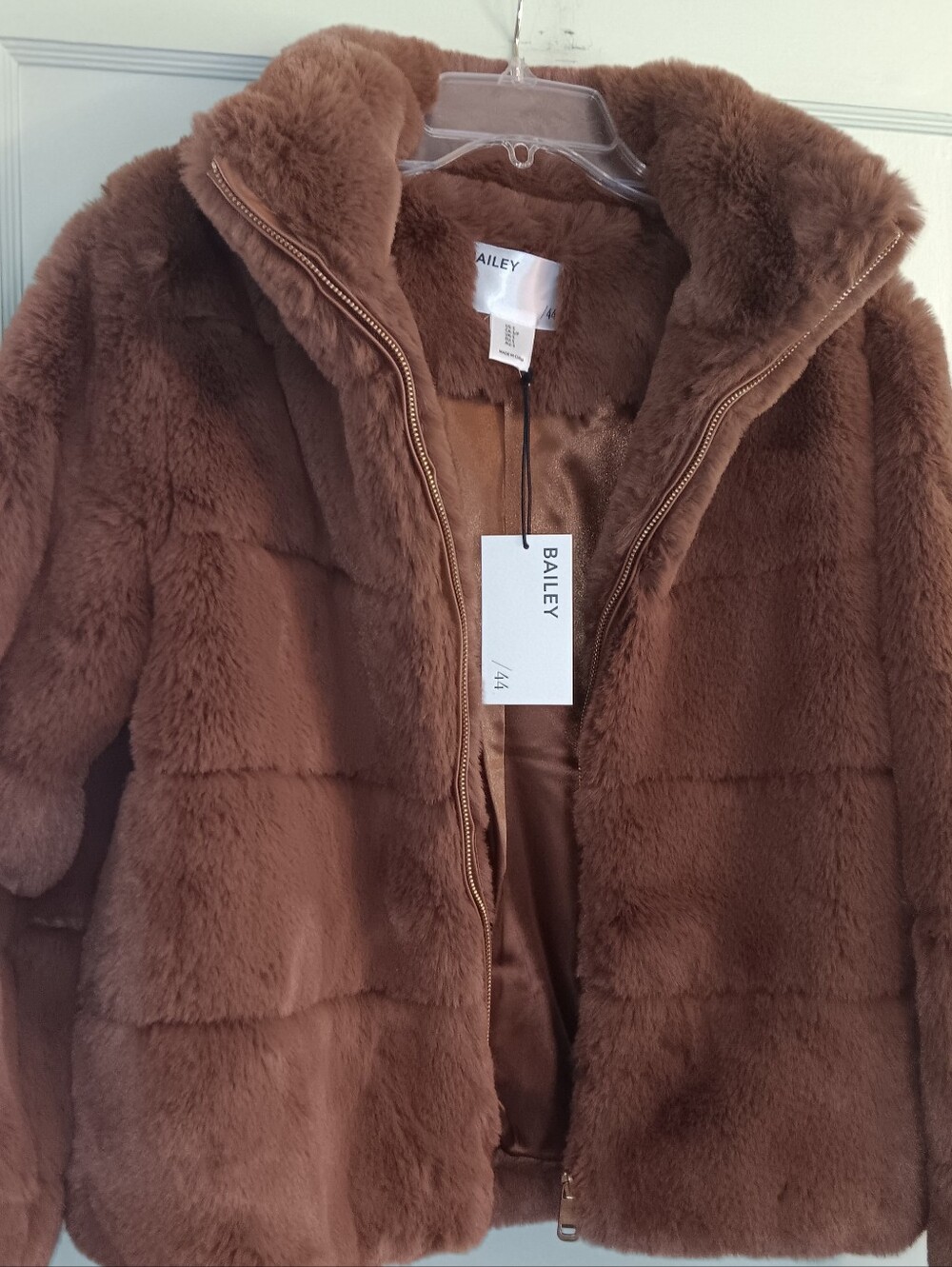 Bailey 44 Plush Sculpted Faux Fur Jacket Cinnamon Brown Size Small NWT